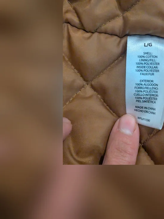 Weatherproof Quilted Vest with Sherpa Collar in Tan and Cream Size L - Picture 10 of 14